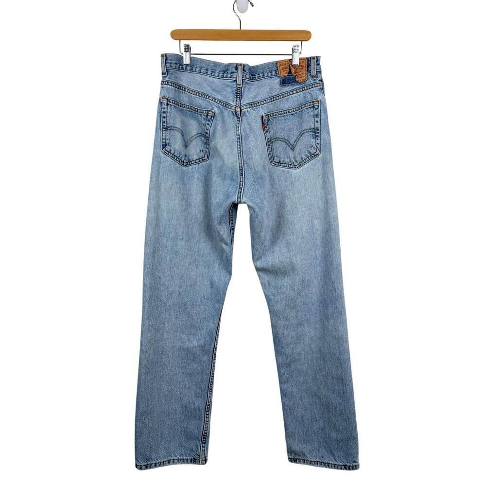 Vtg Levi's 505 Jeans Men's 36x32 Light Wash Straight Leg Distressed Y2K Denim